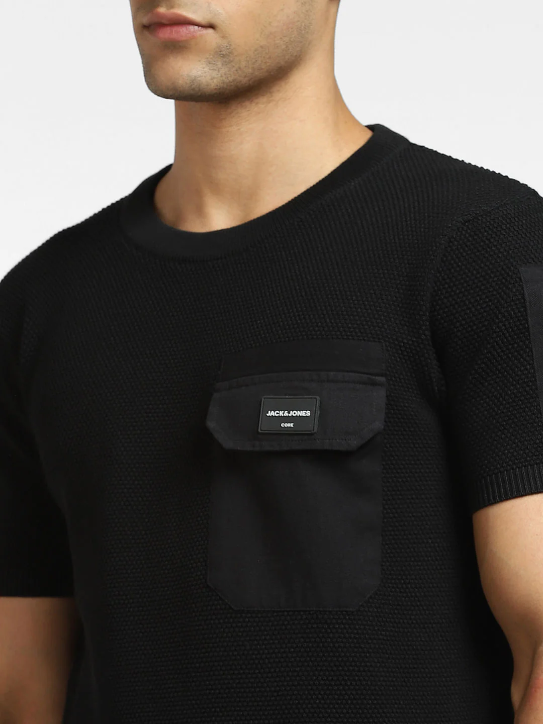 Black Knit Crew Neck T-shirt - Image 5