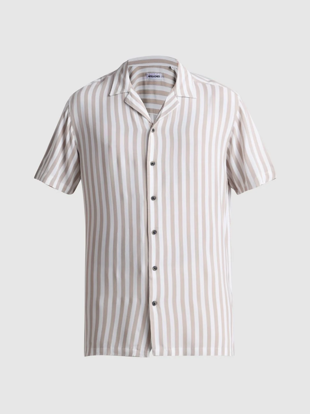 Beige Striped Short Sleeves Shirt - Image 7