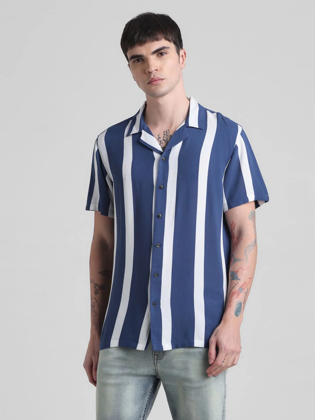 Blue Striped Short Sleeves Shirt - Image 2