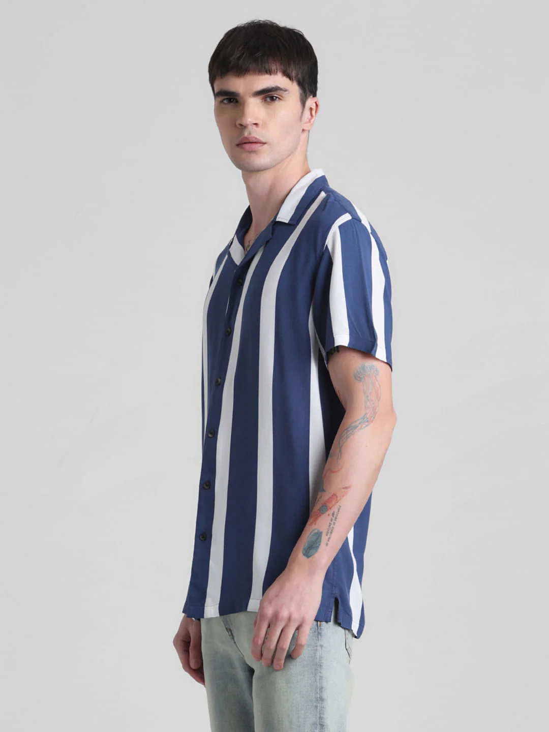 Blue Striped Short Sleeves Shirt - Image 3