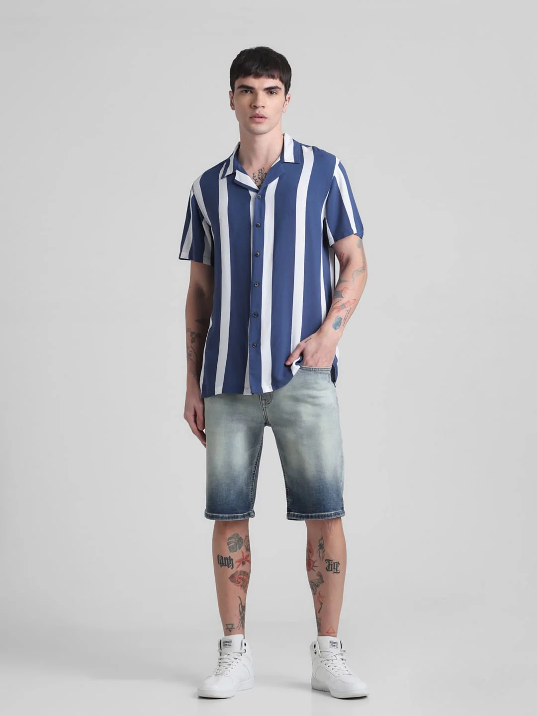 Blue Striped Short Sleeves Shirt - Image 6
