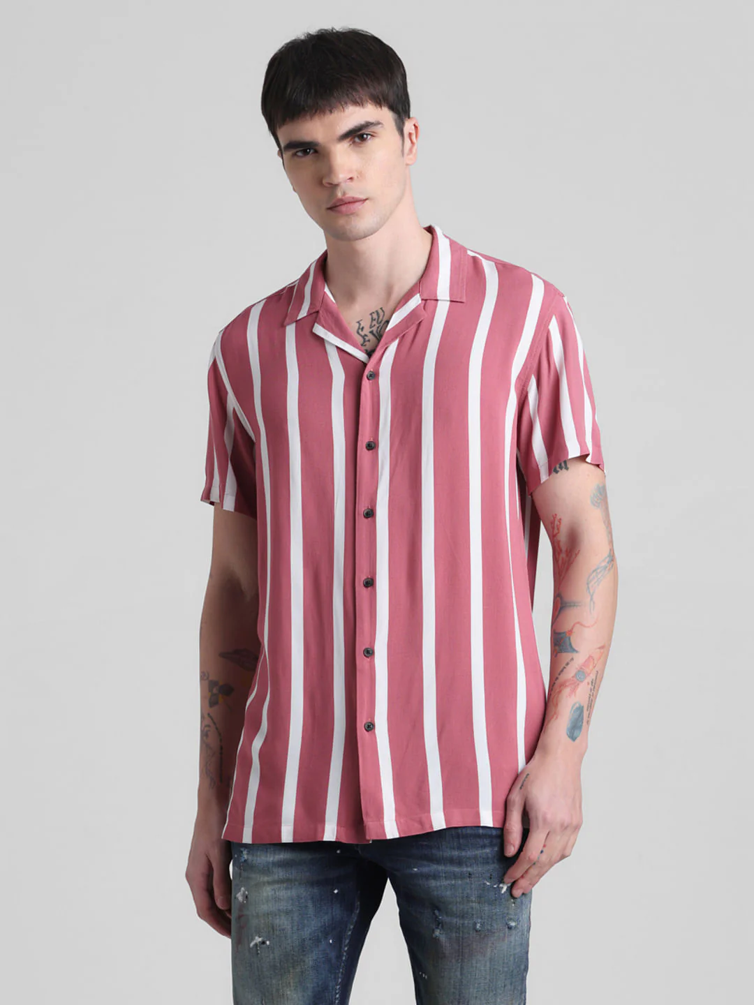 Pink Striped Short Sleeves Shirt - Image 2