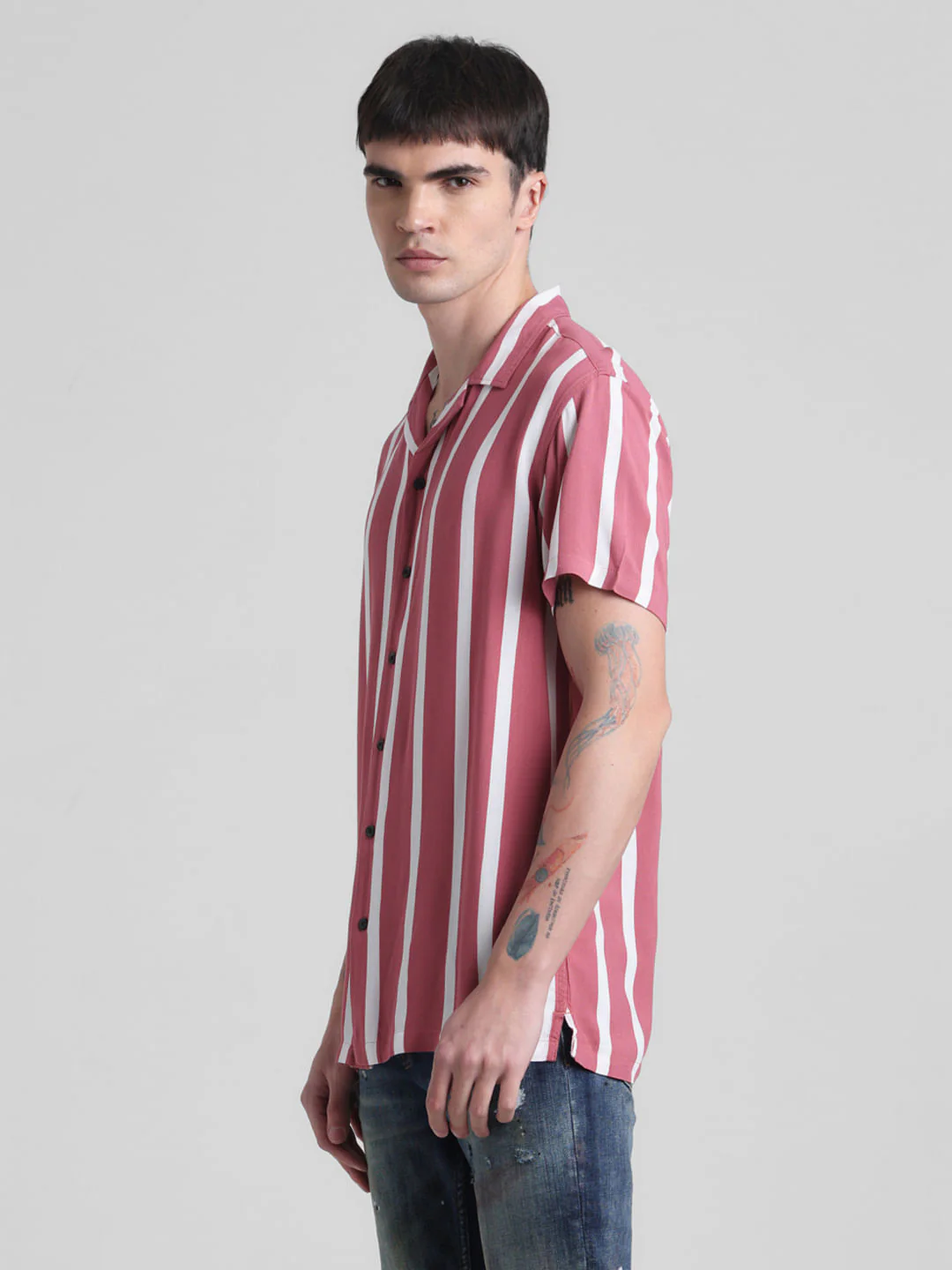 Pink Striped Short Sleeves Shirt - Image 3