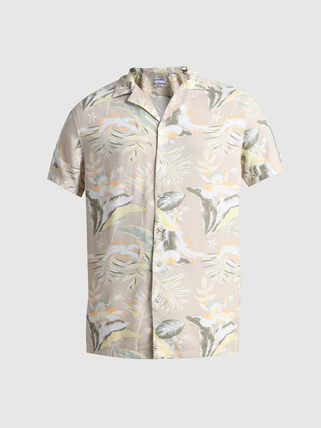Beige Floral Short Sleeves Shirt - Image 7