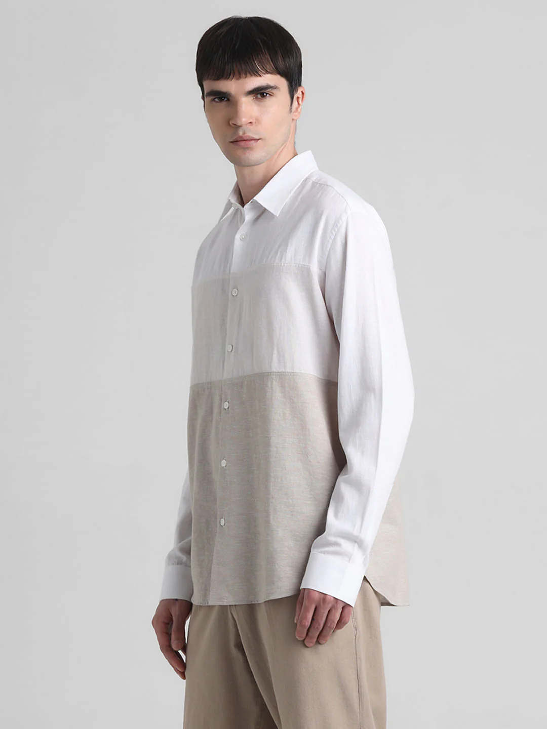 Beige Colourblocked Full Sleeves Shirt - Image 3