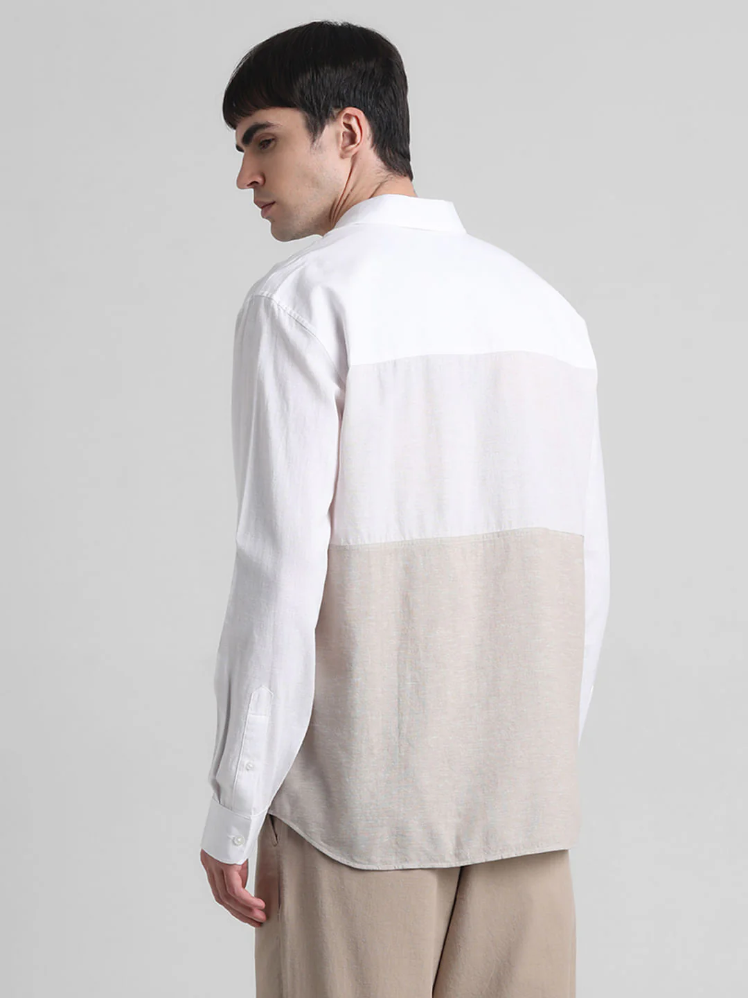 Beige Colourblocked Full Sleeves Shirt - Image 4