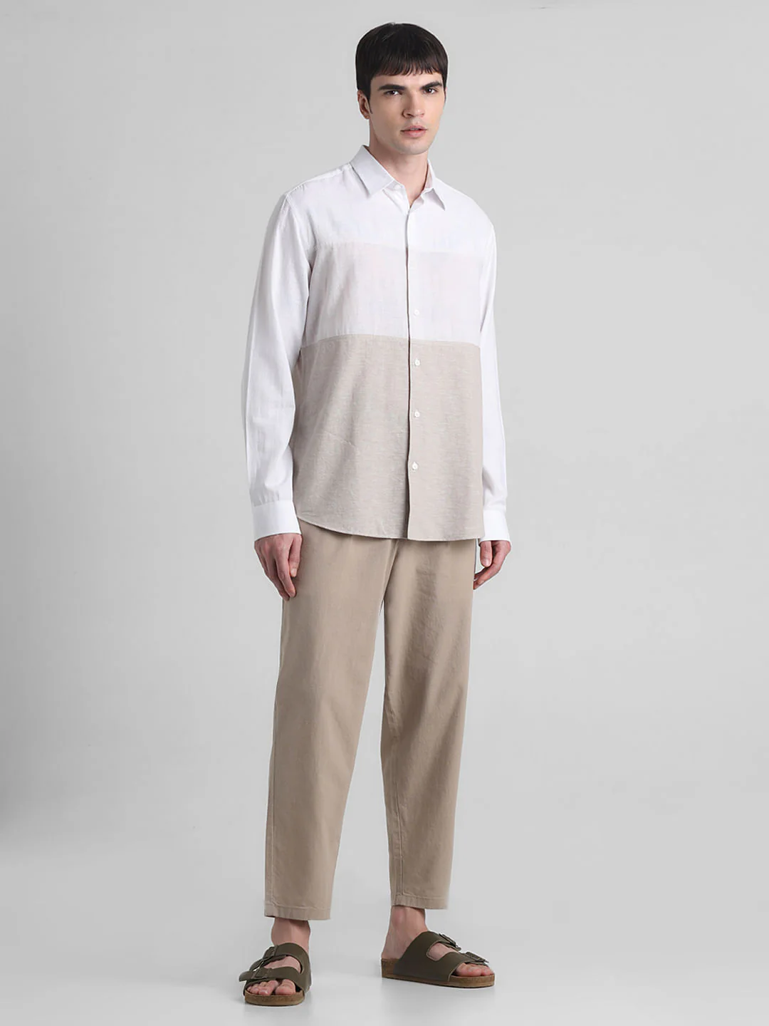 Beige Colourblocked Full Sleeves Shirt - Image 6