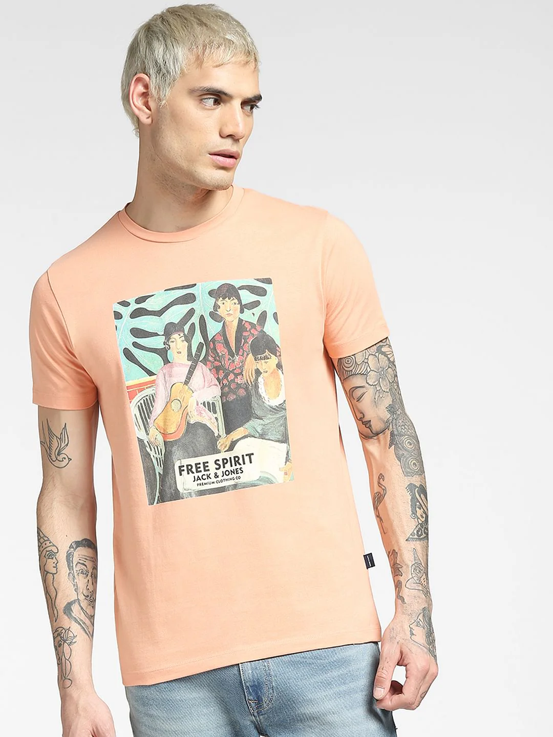 Peach Graphic Print T-shirt - Image 2