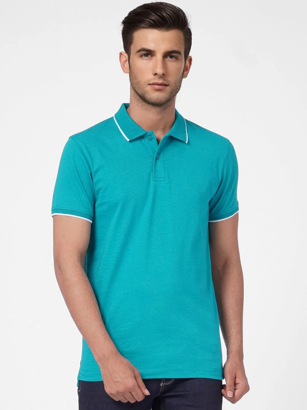 Green Knit Polo Neck T-shirt - Image 2