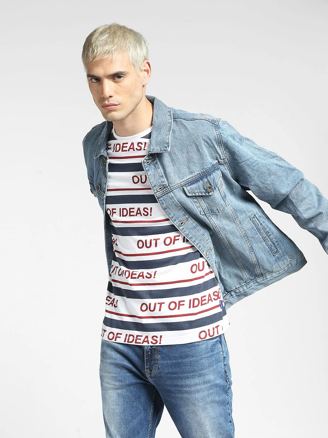 White Striped Crew Neck T-shirt