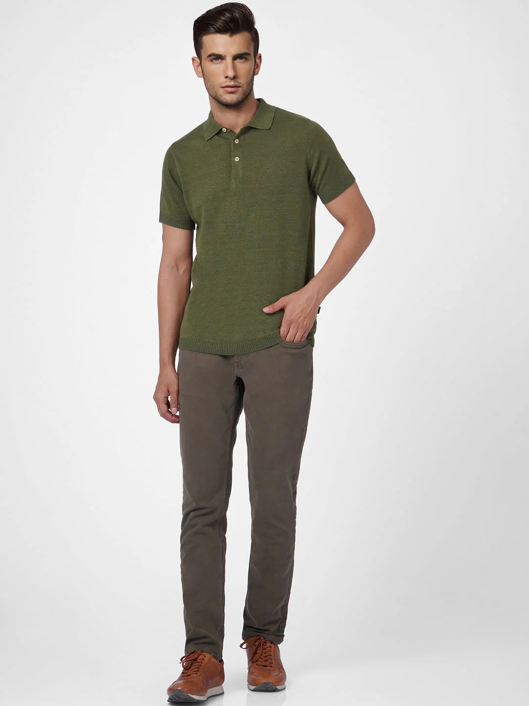 Green Knitted Polo Neck T-shirt - Image 6