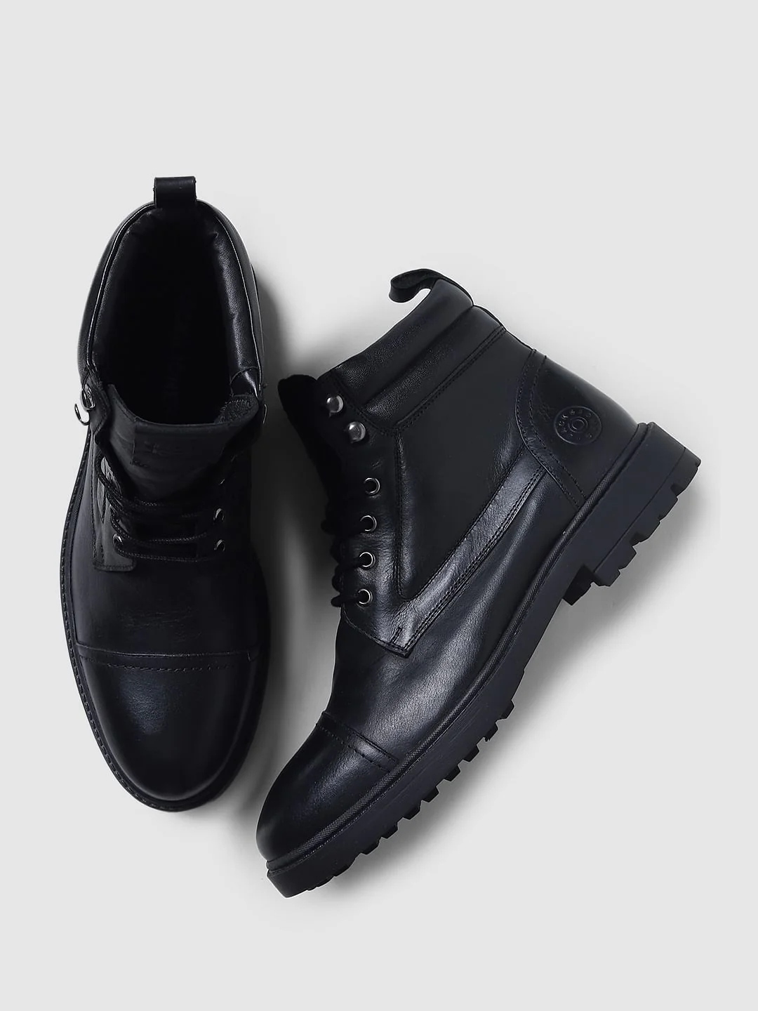 Black Vintage Leather Boots - Image 2