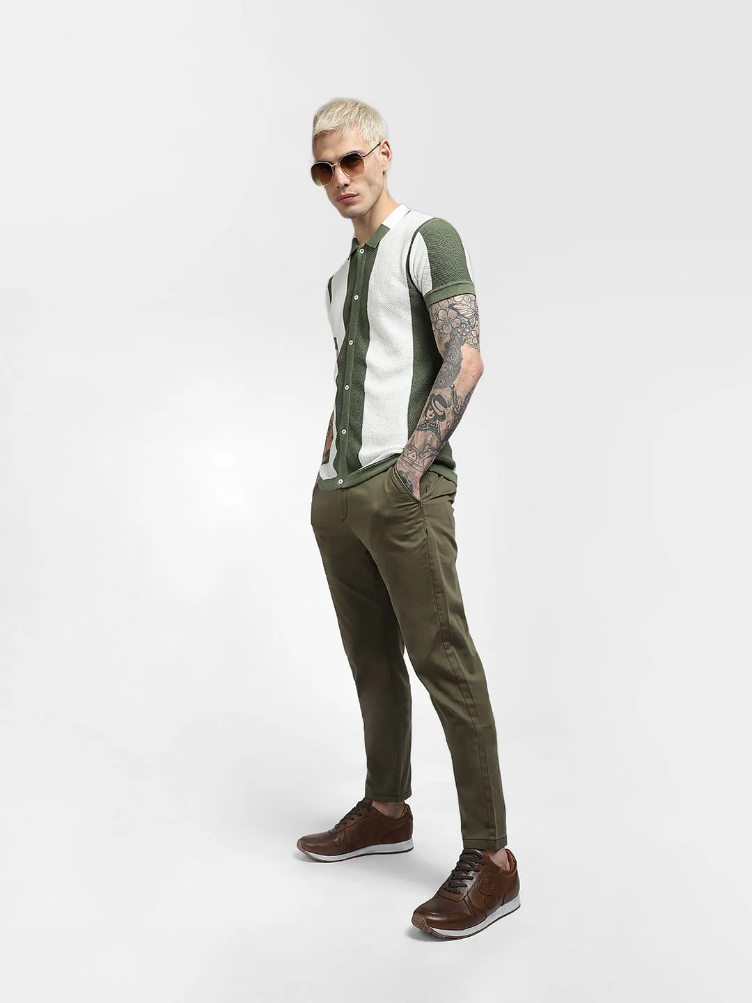Green Mid Rise Pants
