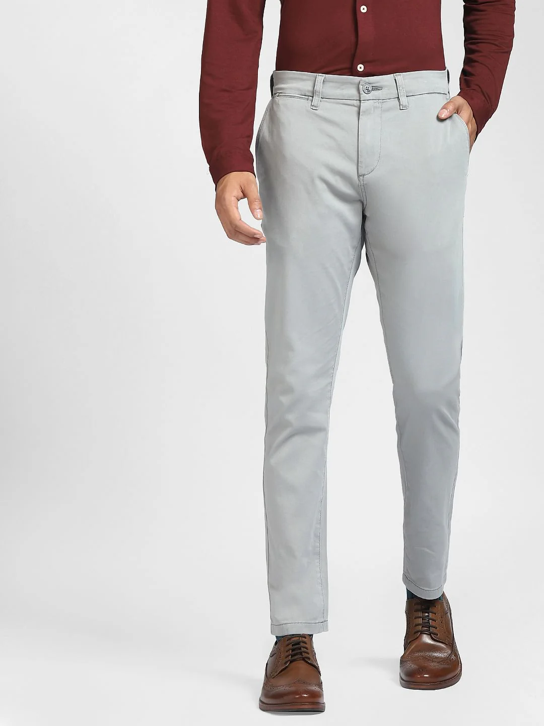 Grey Slim Fit Pants - Image 2