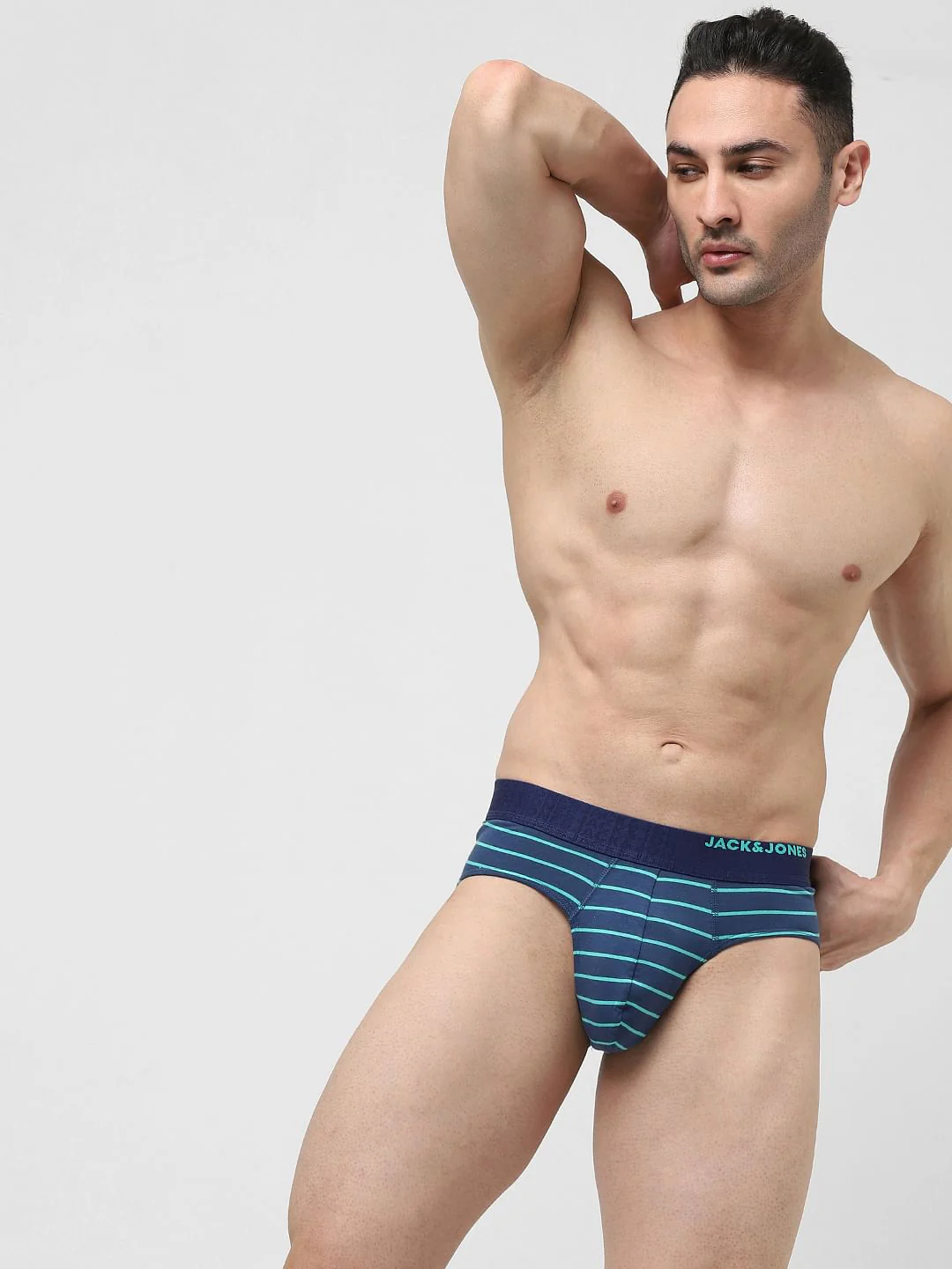 Dark Blue Striped Cotton Briefs