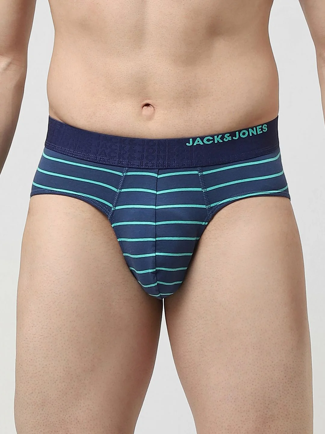 Dark Blue Striped Cotton Briefs - Image 2
