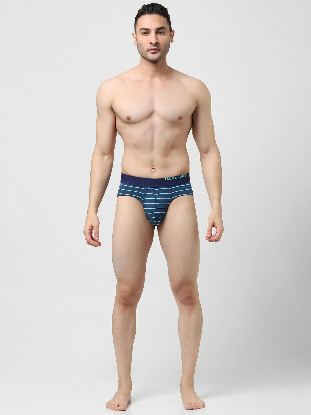 Dark Blue Striped Cotton Briefs - Image 6