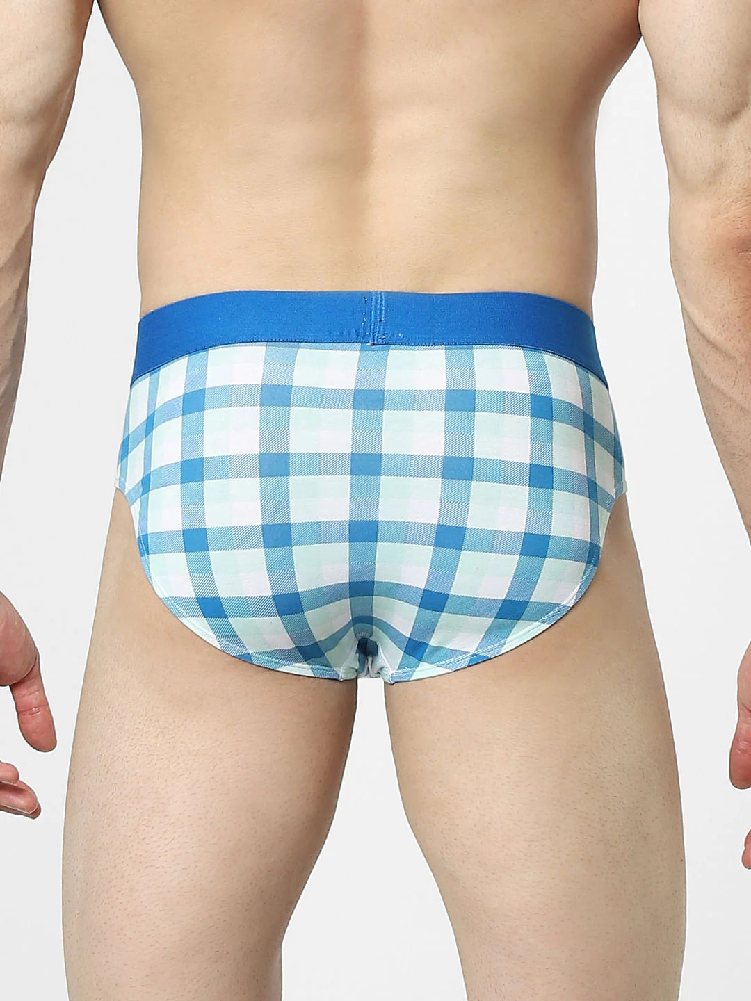 Blue Check Print Briefs - Image 3