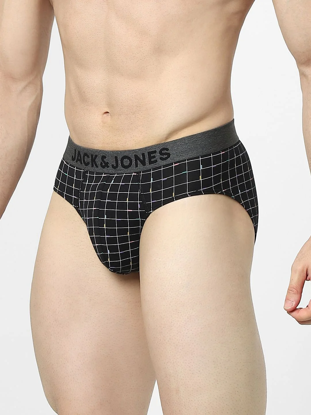 Black Check Print Briefs - Image 2