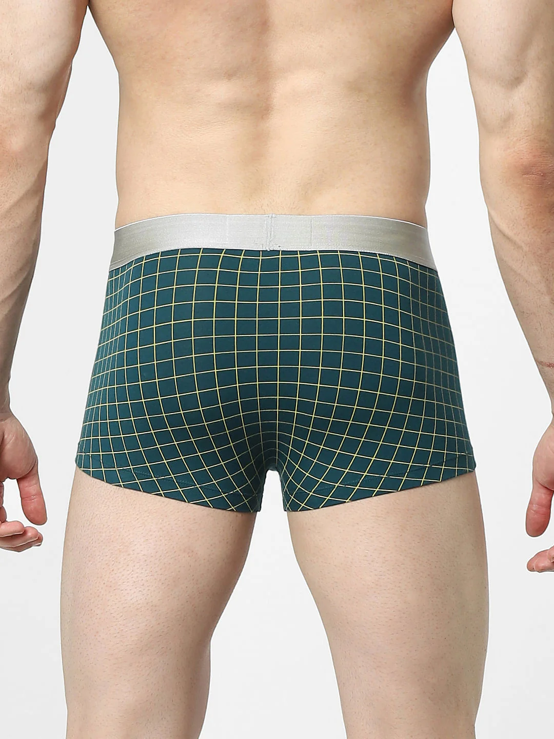 Dark Green Check Print Trunks - Image 3