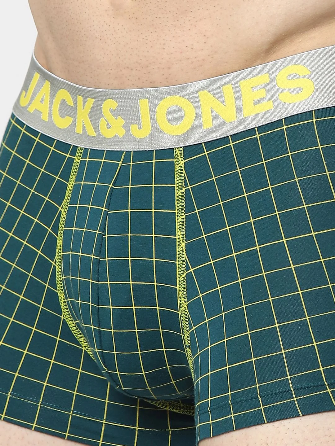 Dark Green Check Print Trunks - Image 4