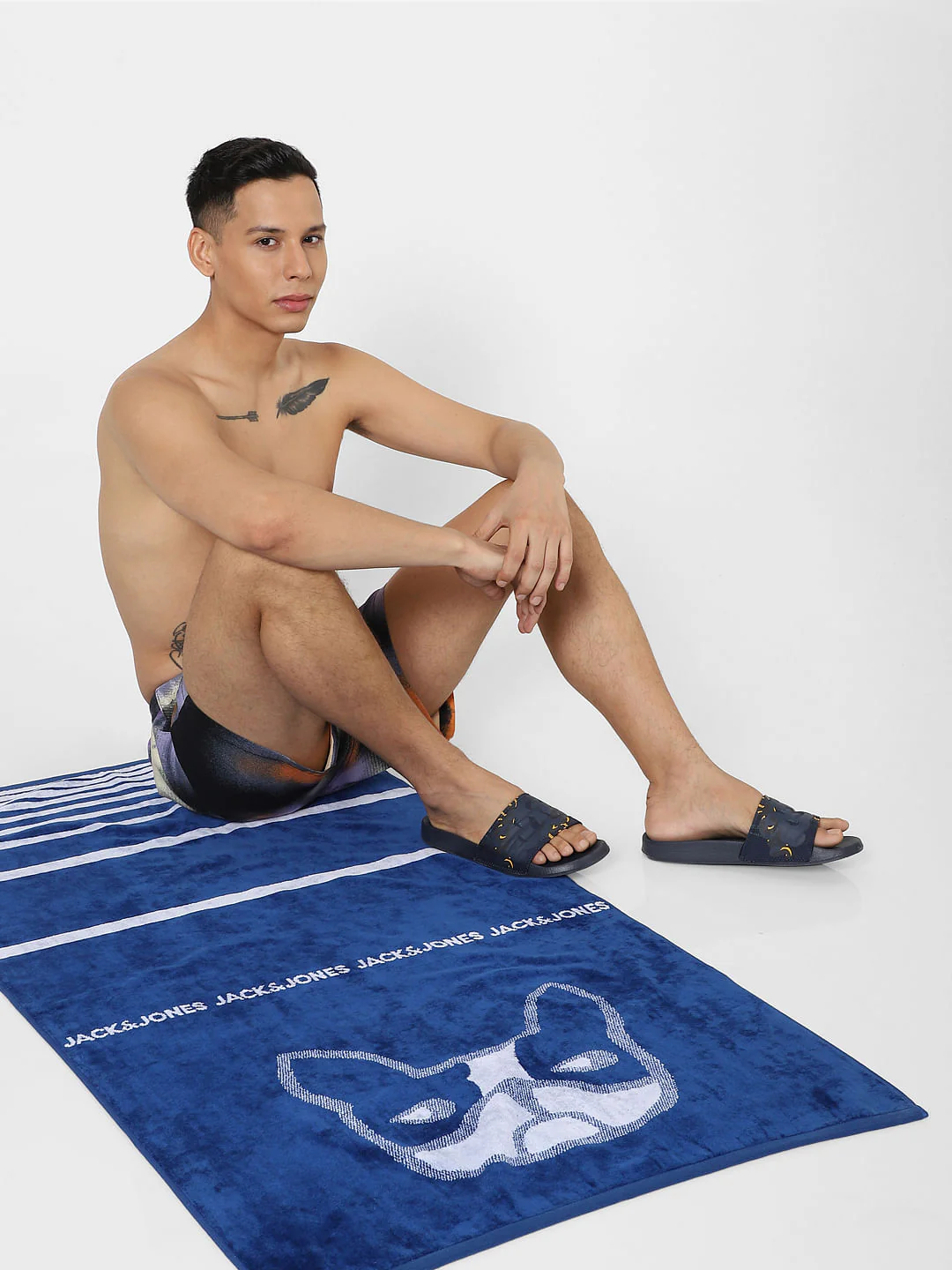 Dark Blue Logo Print Towel - Image 3