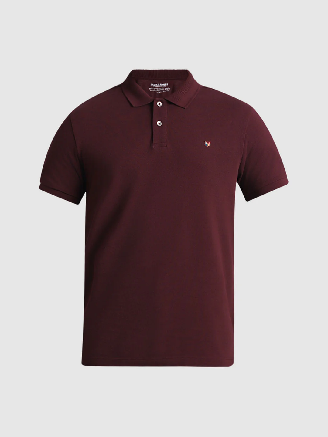 Burgundy Knitted Polo T-shirt - Image 7