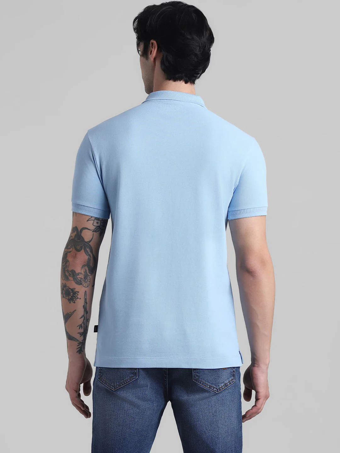 Light Blue Knitted Polo T-shirt - Image 4