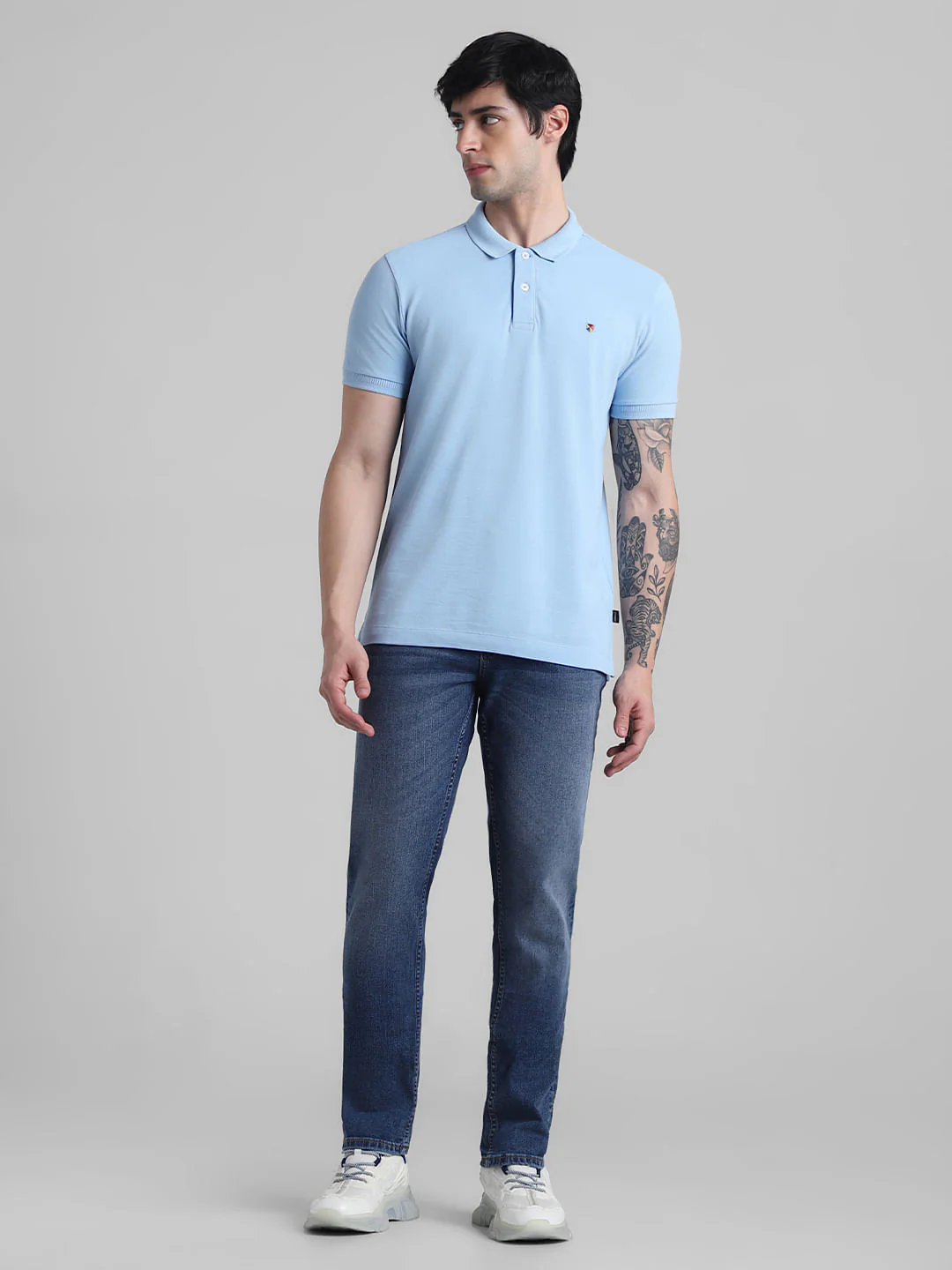 Light Blue Knitted Polo T-shirt - Image 6