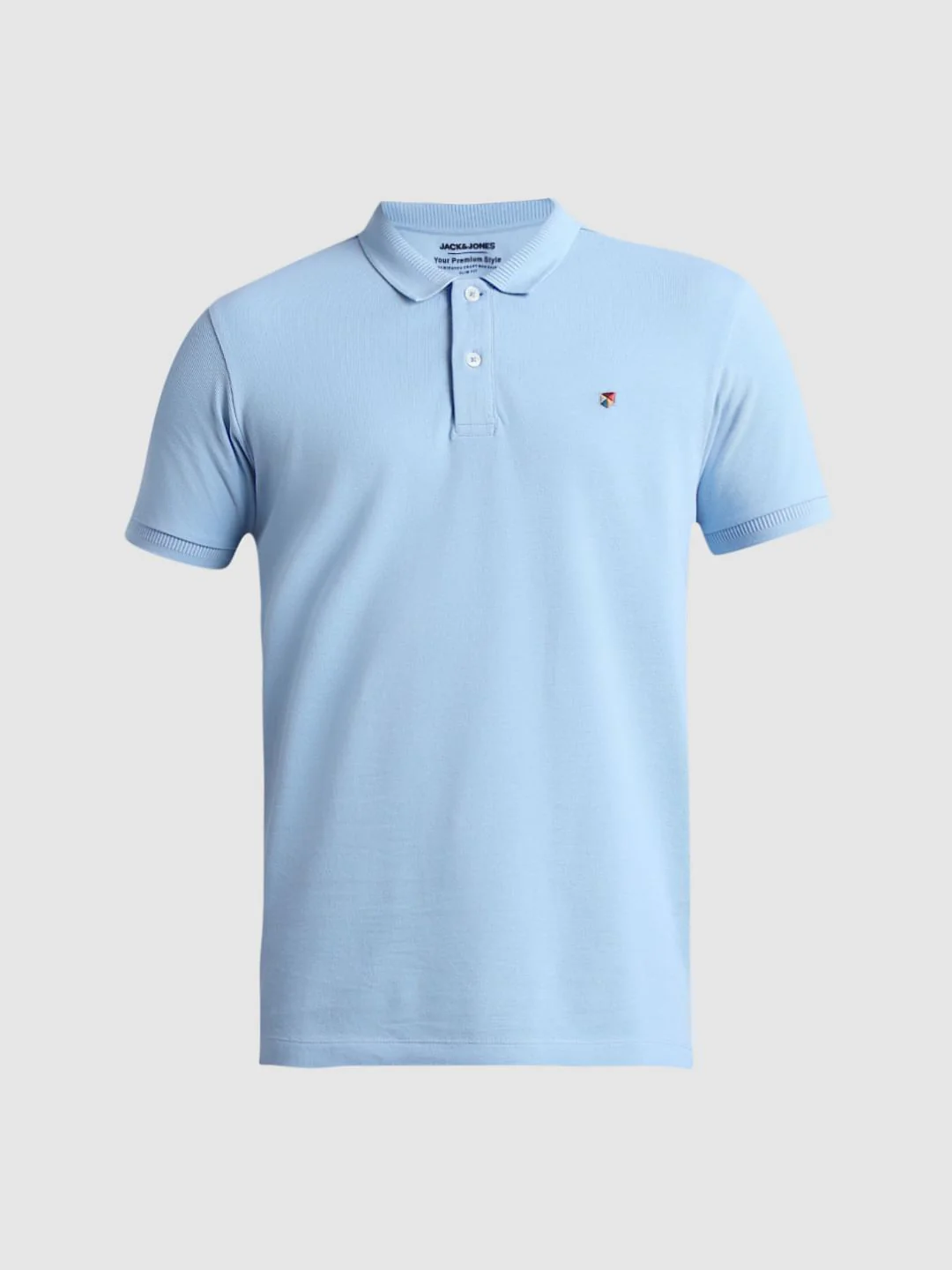 Light Blue Knitted Polo T-shirt - Image 7