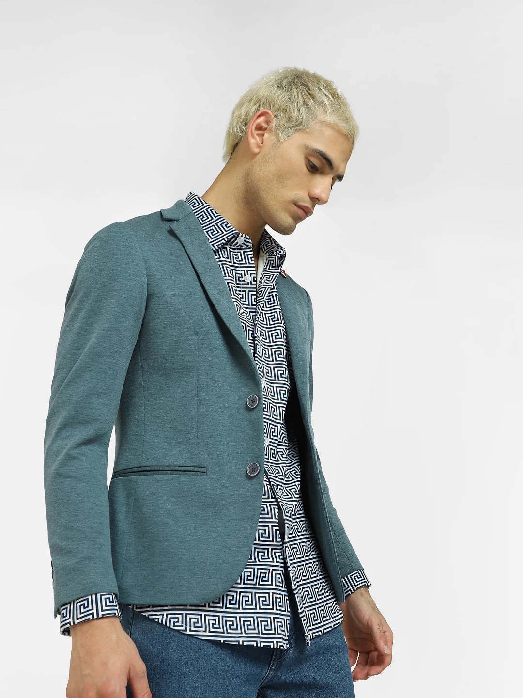 Green Printed Full Sleeves Shirt