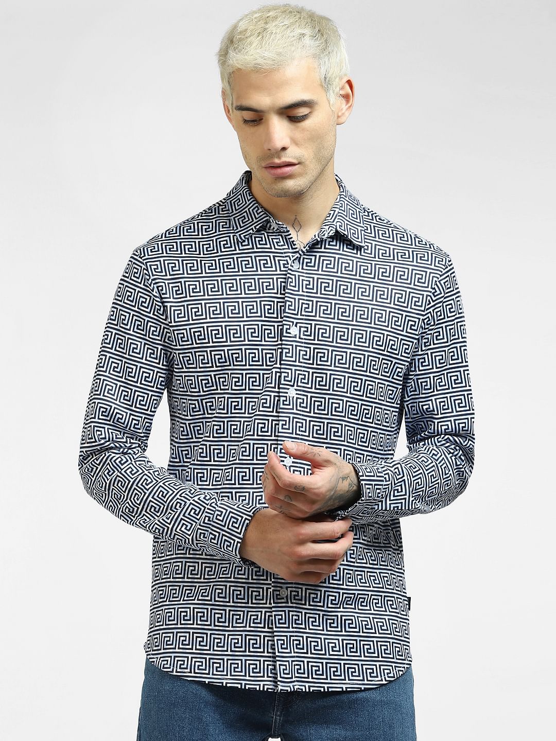 Green Printed Full Sleeves Shirt - Image 2
