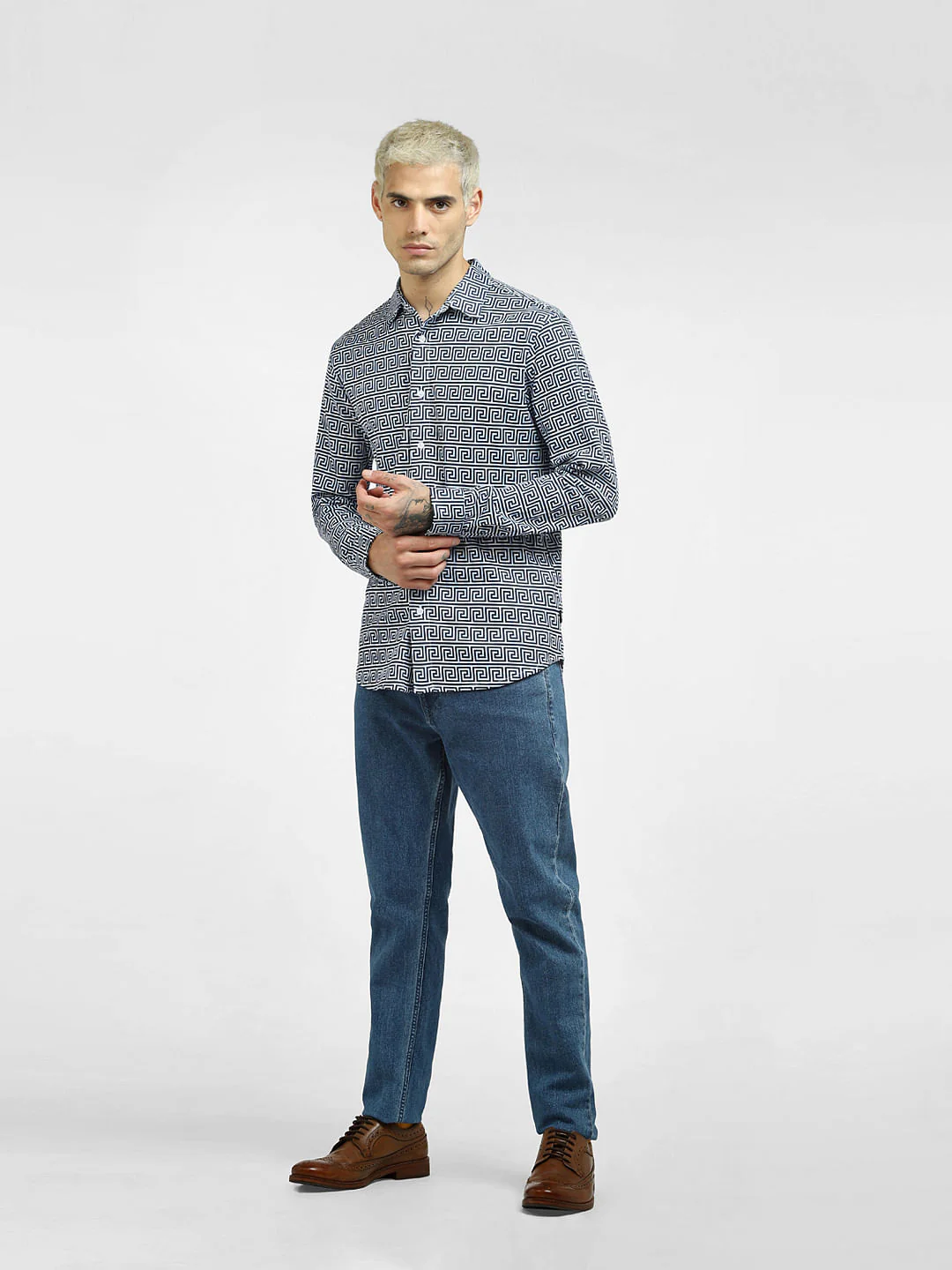 Green Printed Full Sleeves Shirt - Image 6
