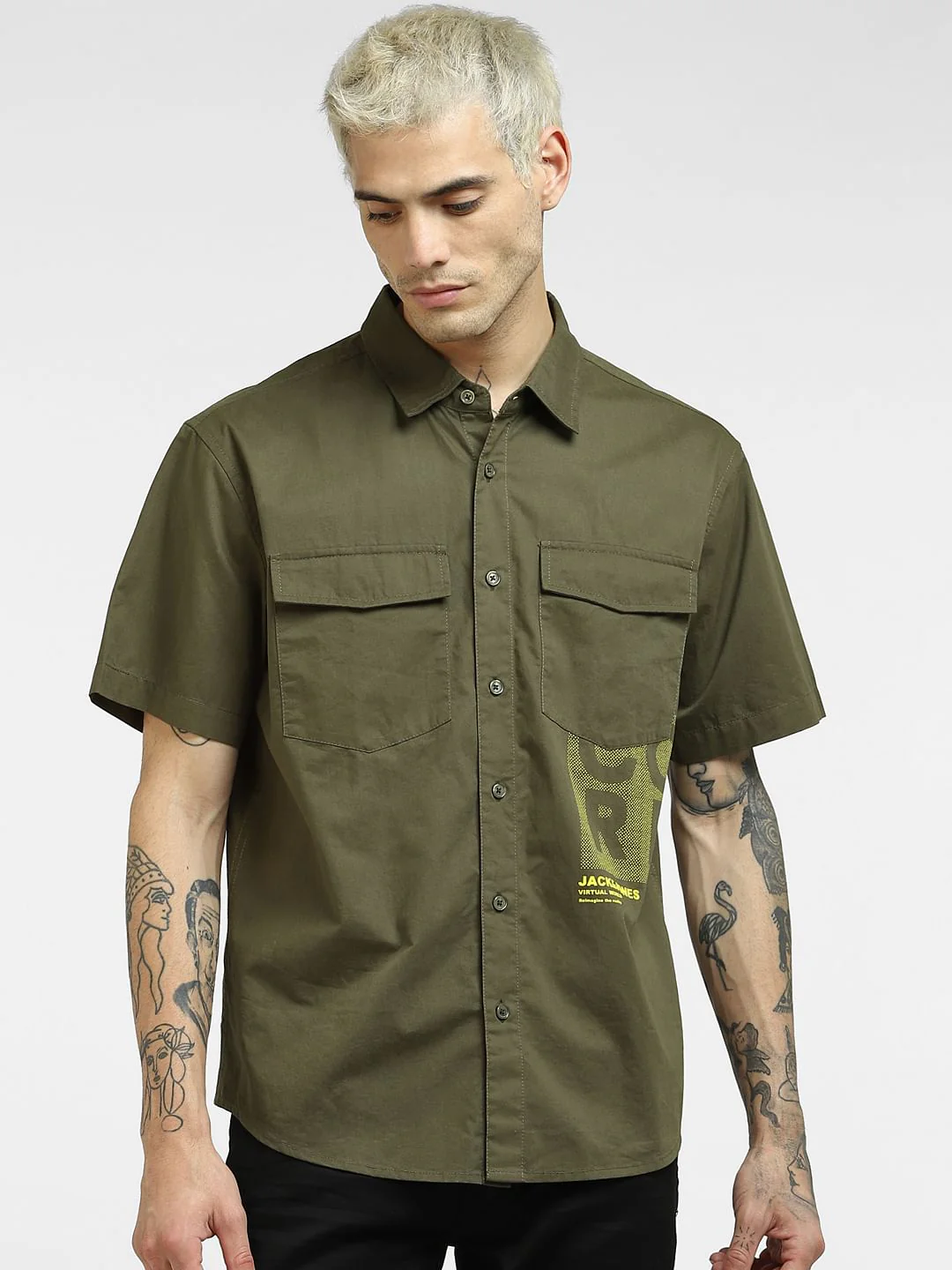 Green Oversized Half Sleeves Shirt - Image 2