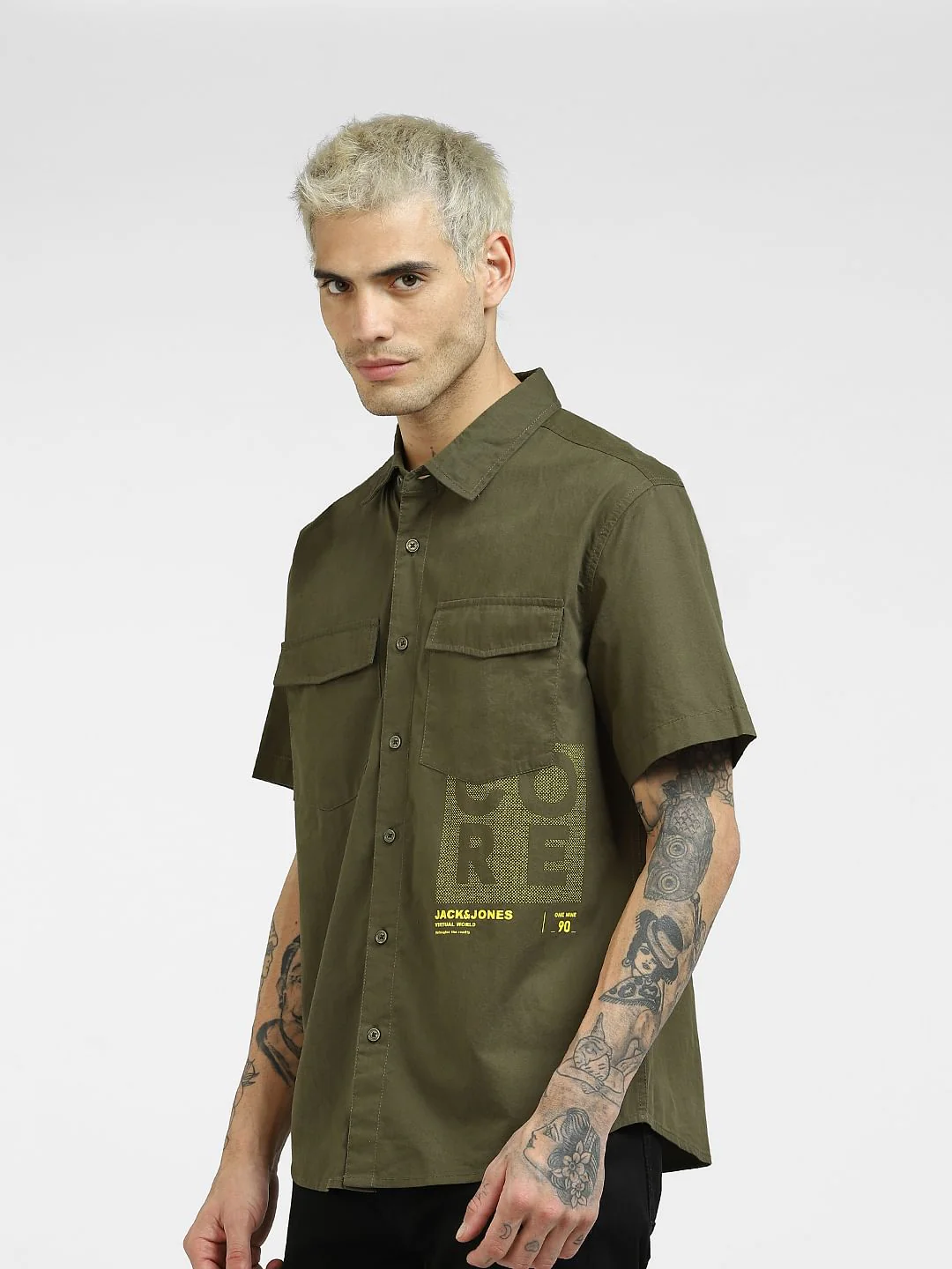 Green Oversized Half Sleeves Shirt - Image 3