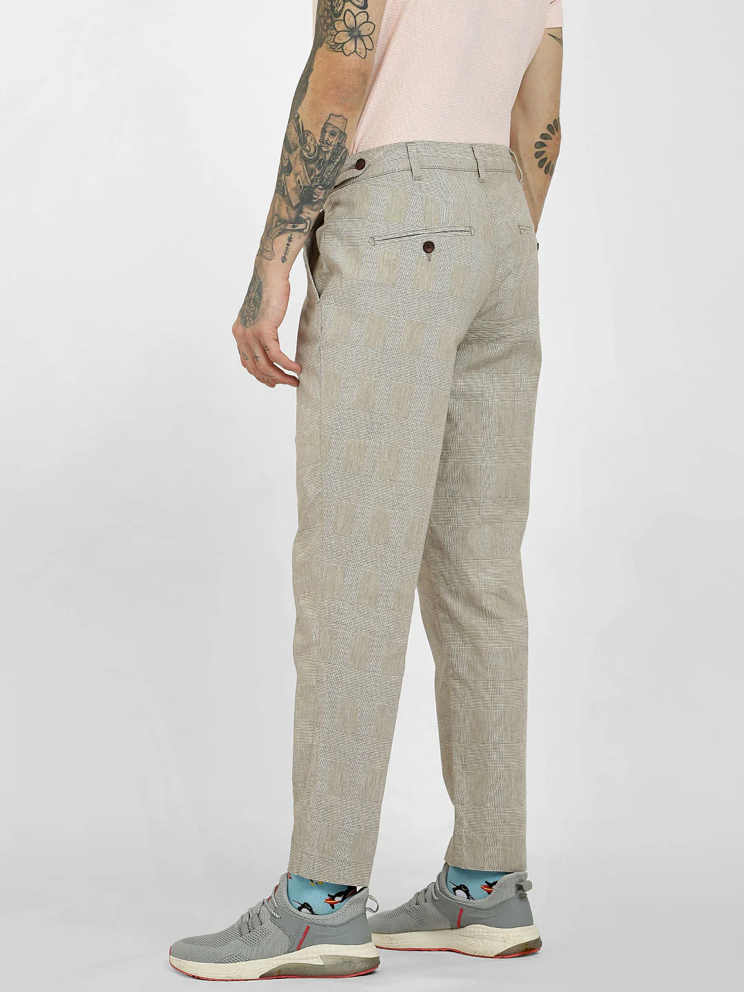 Light Grey Plain Check Pants - Image 4