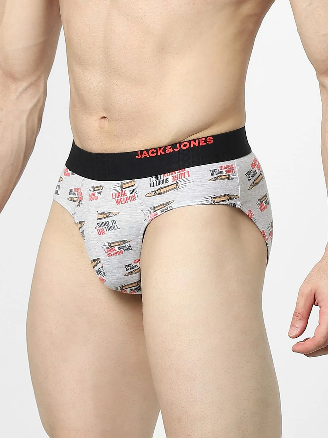 Grey Graphic Print Briefs - Image 2