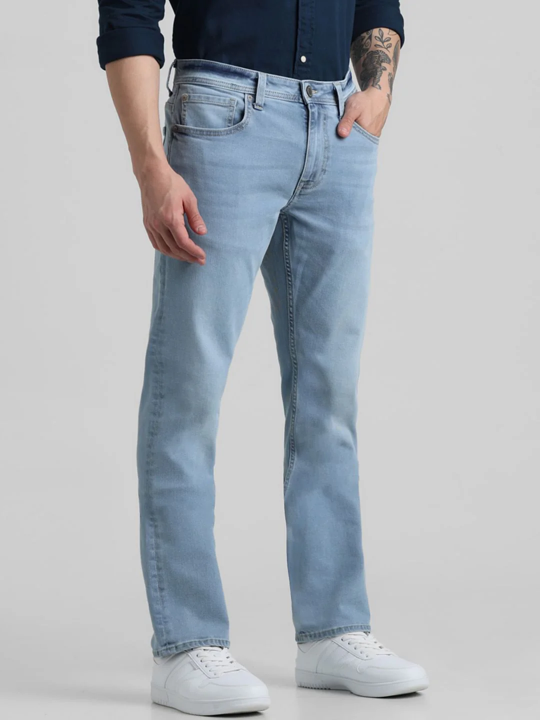 Light Blue Mid Rise Clark Regular Fit Jeans - Image 2