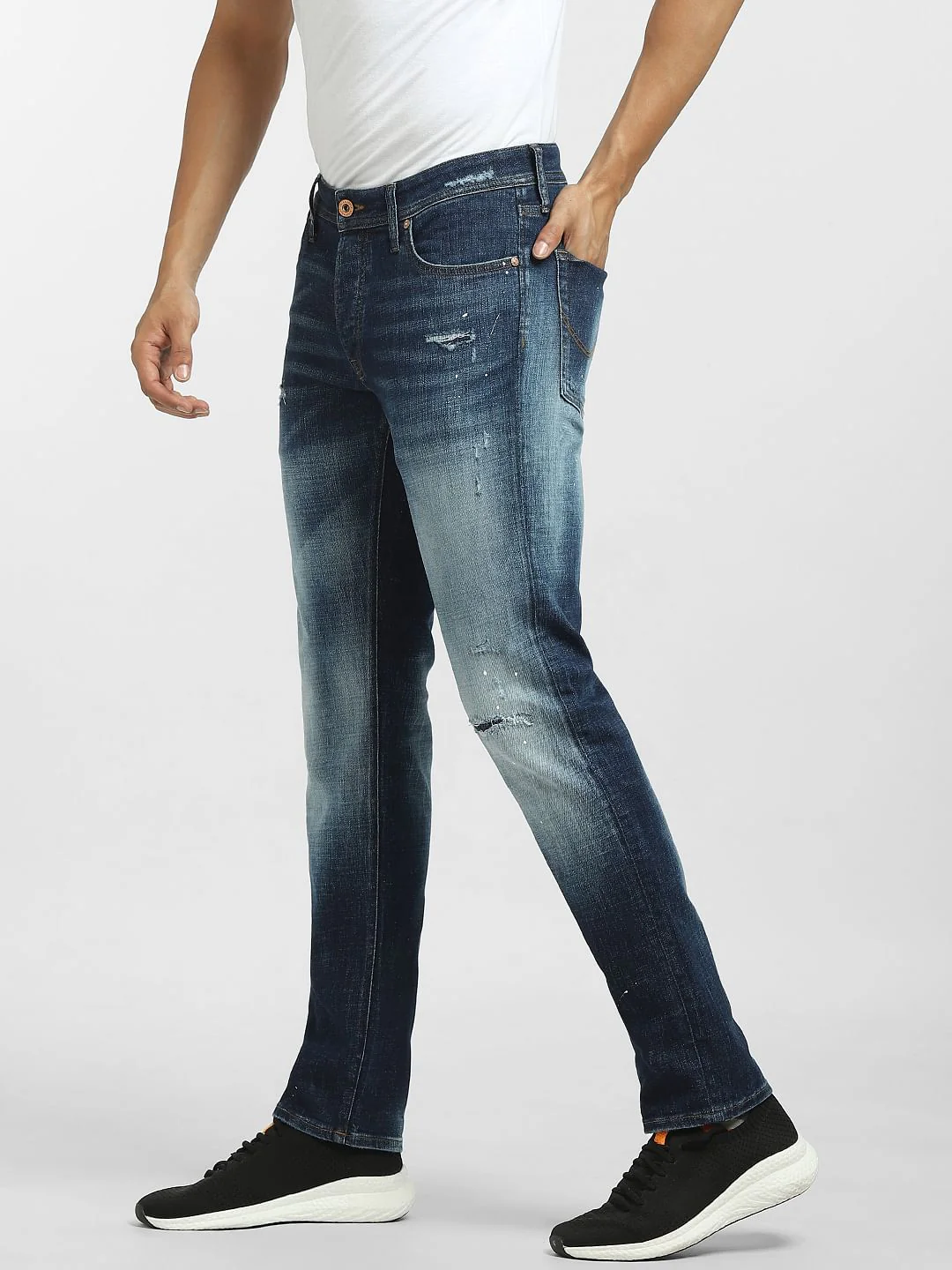 Blue Low Rise Distressed Glenn Slim Jeans - Image 3