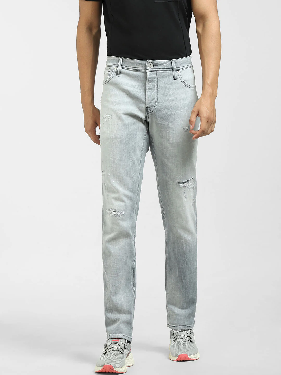 Grey Low Rise Distressed Tim Anti Fit Jeans - Image 2