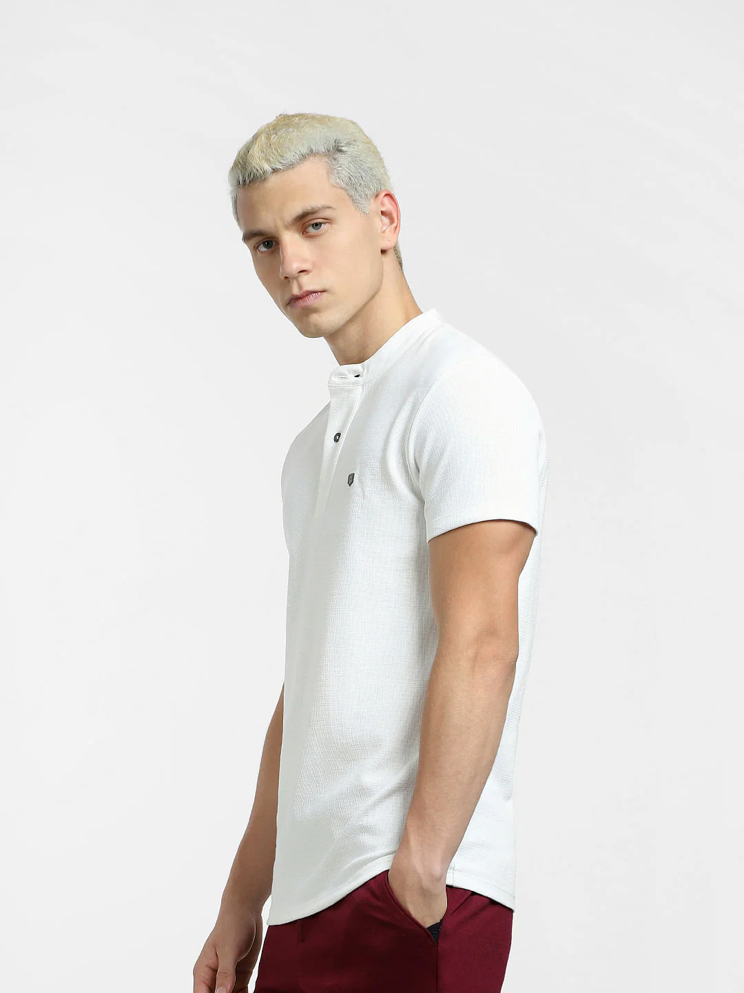 White Henley T-shirt - Image 3