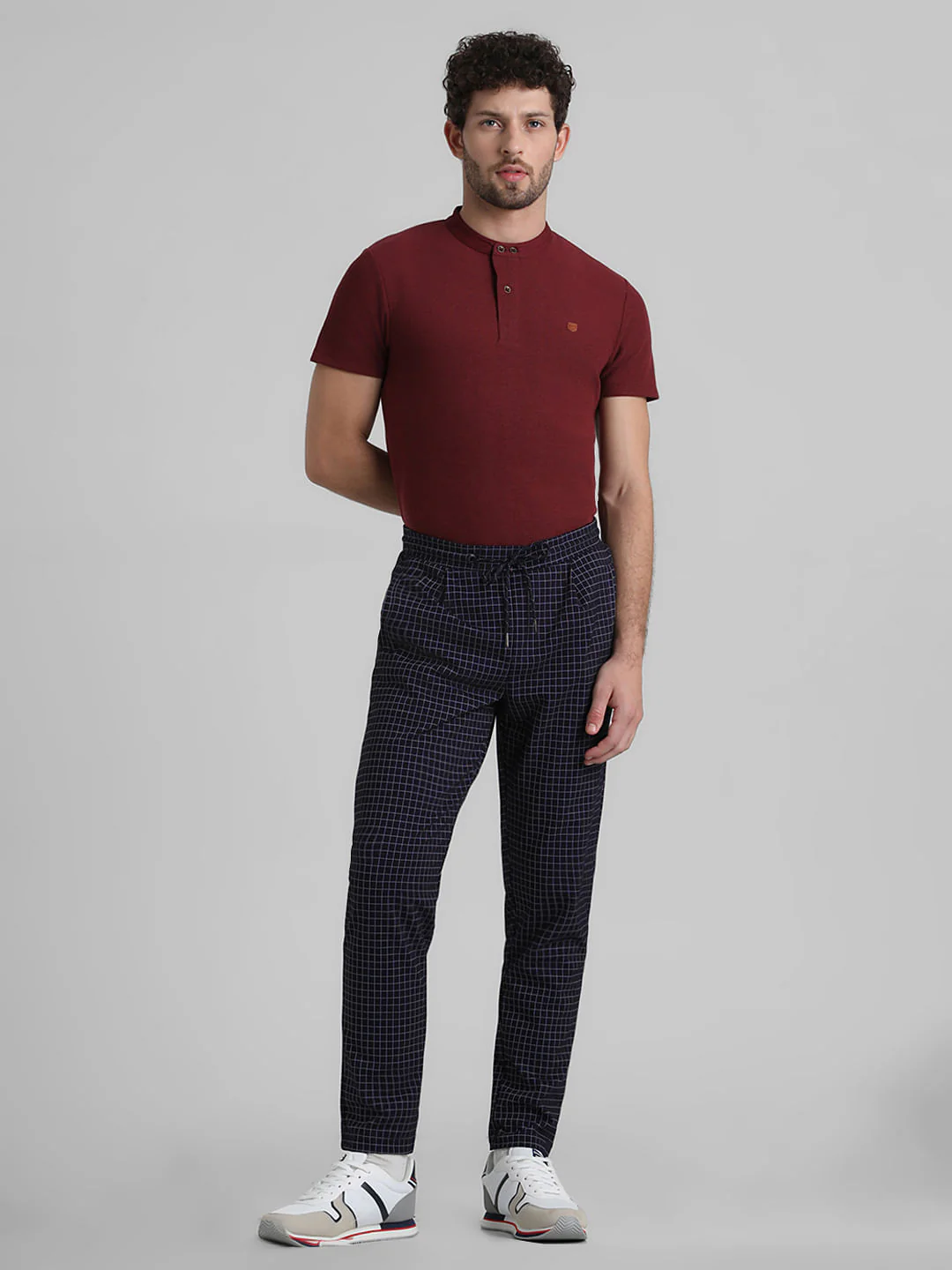 Dark Red Cotton Henley T-shirt - Image 6