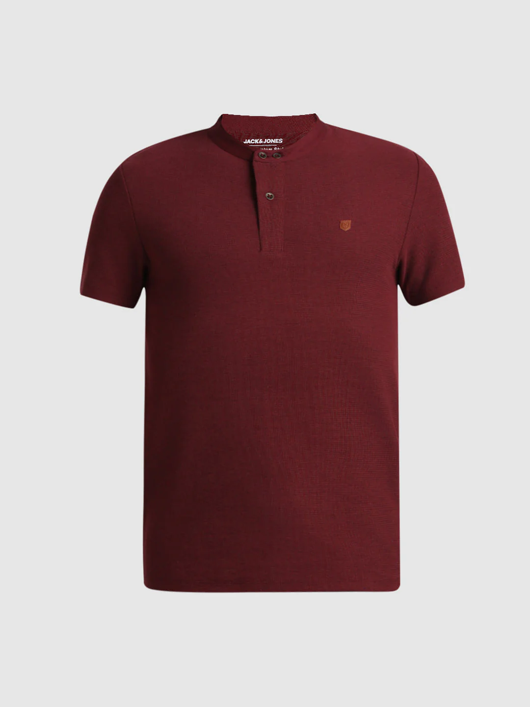 Dark Red Cotton Henley T-shirt - Image 7