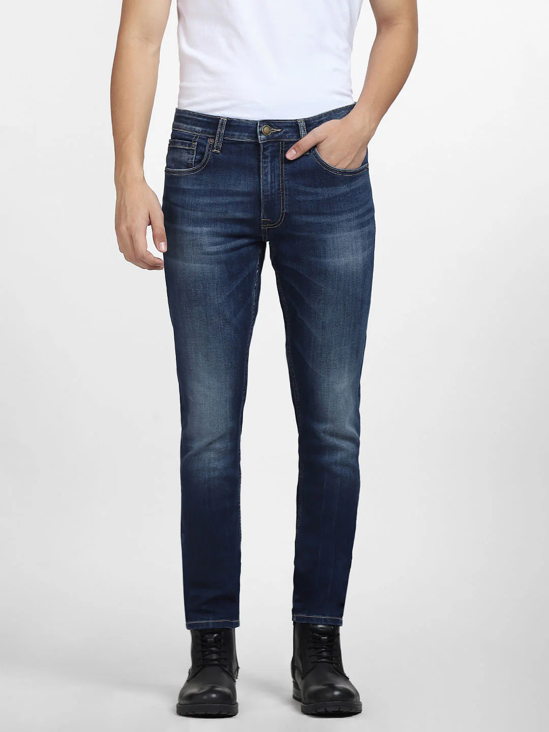 Dark Blue Low Rise Glenn Slim Fit Jeans - Image 2
