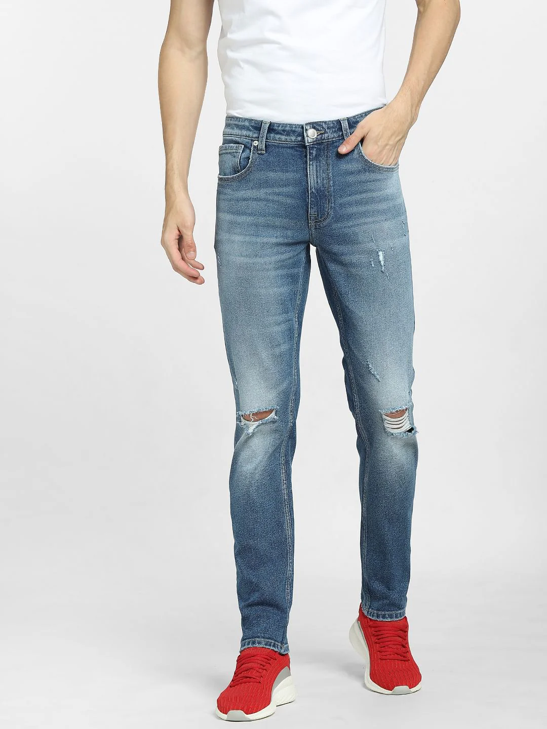 Blue Low Rise Ripped Glenn Slim Fit Jeans - Image 2