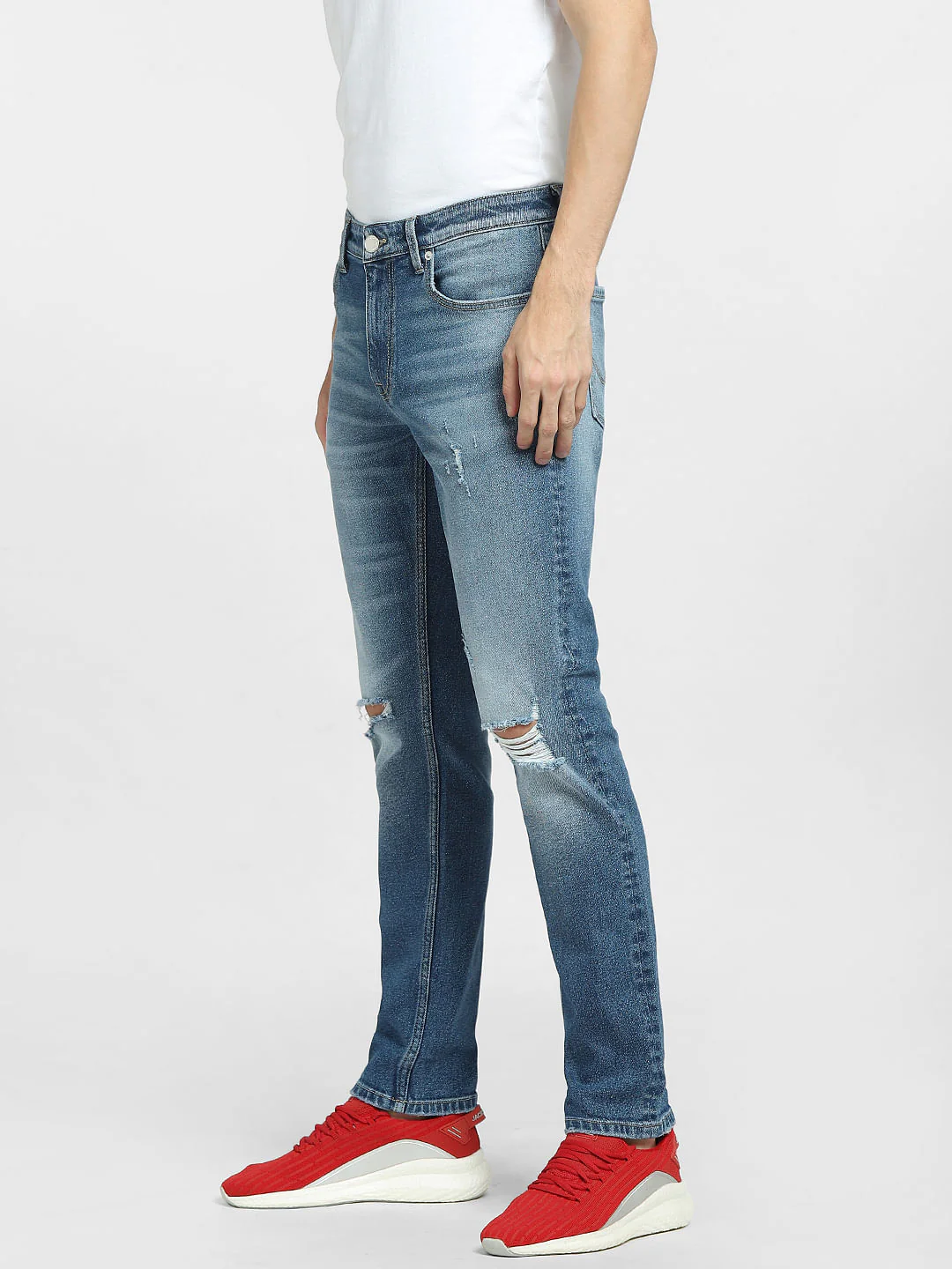Blue Low Rise Ripped Glenn Slim Fit Jeans - Image 3