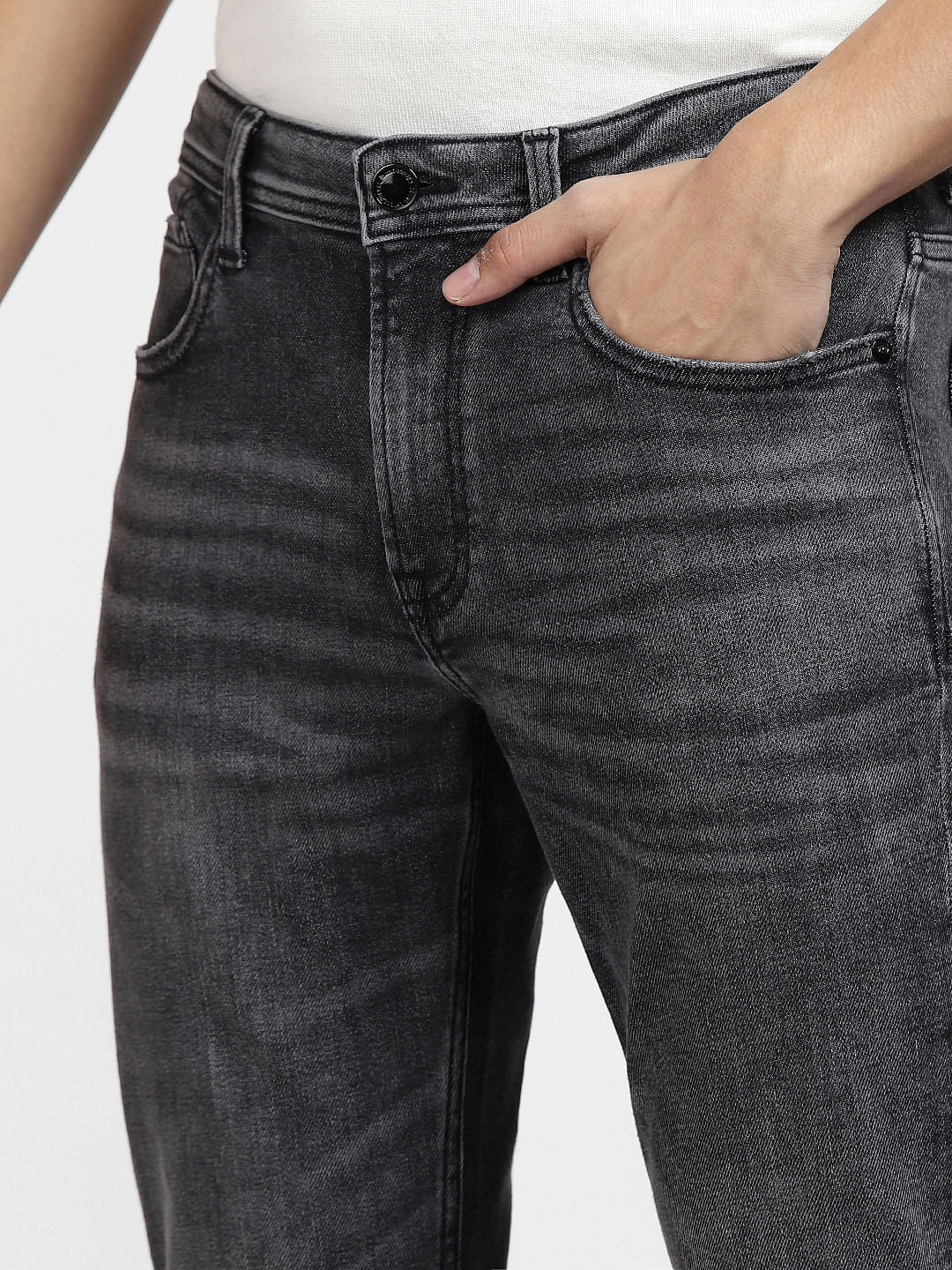Black Low Rise Distressed Glenn Slim Fit Jeans - Image 5