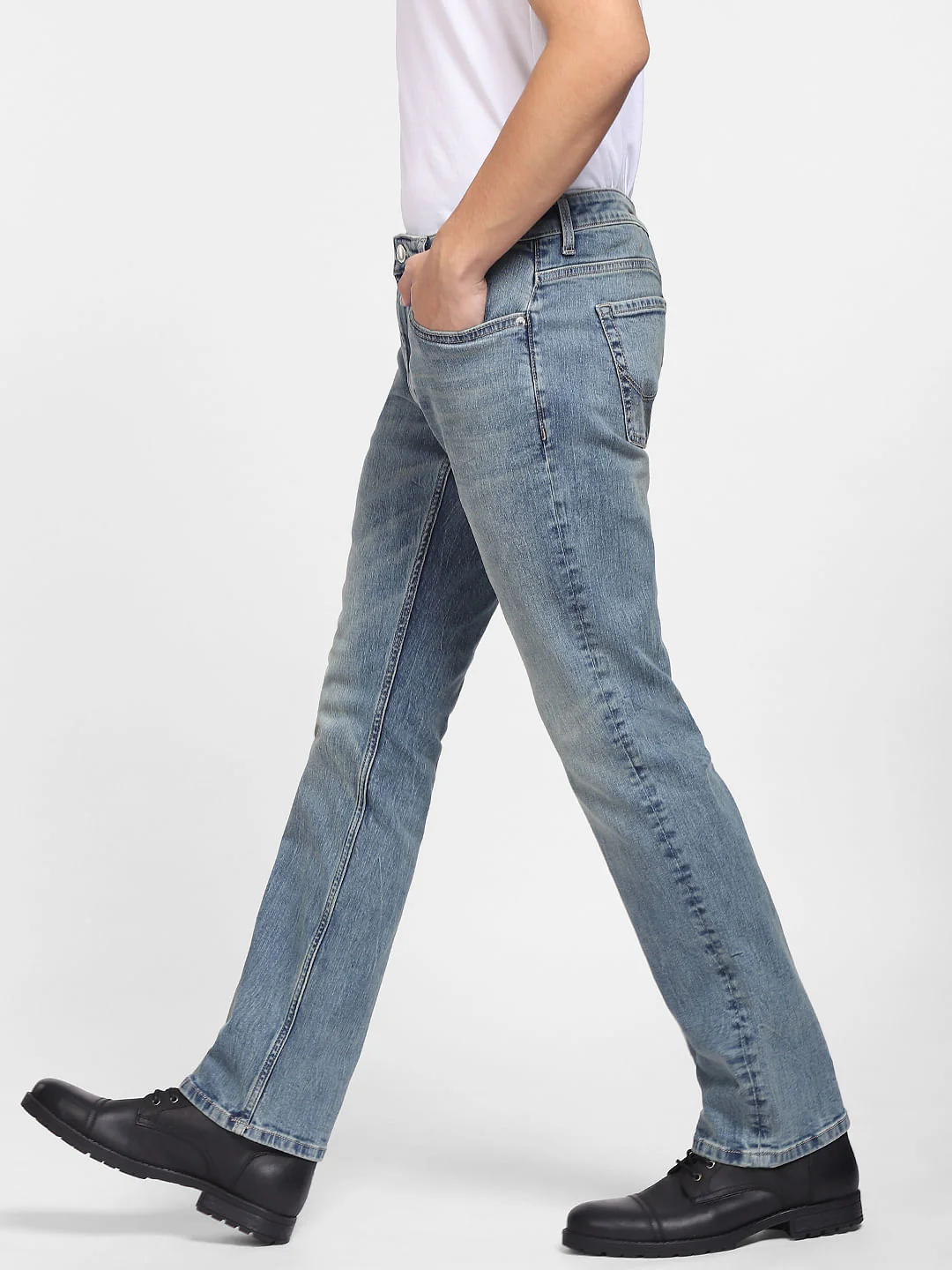 Blue Mid Rise Clark Regular Fit Jeans - Image 3