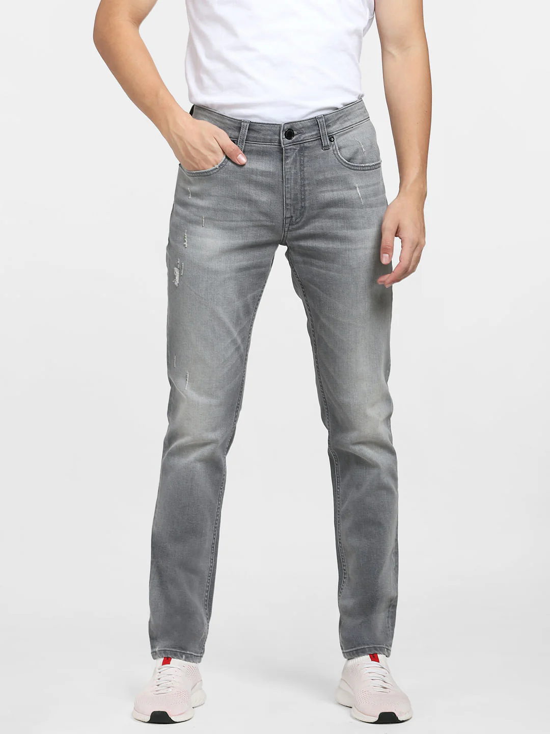 Grey Low Rise Distressed Ben Skinny Jeans - Image 2