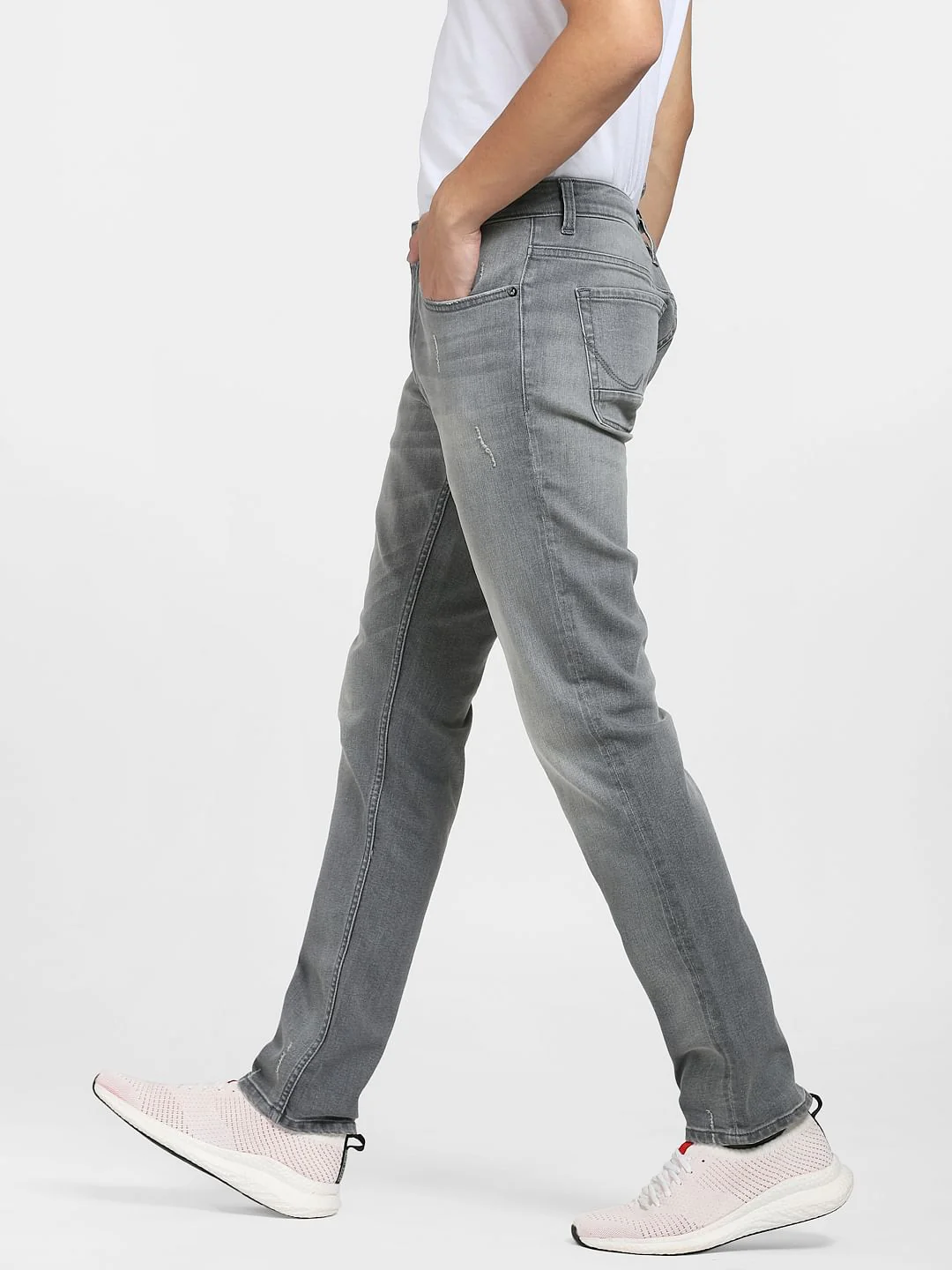 Grey Low Rise Distressed Ben Skinny Jeans - Image 3